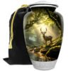 hunting deer forest woodlands woods urn adult human ashes large funeral memorial remembrance loved tribute metal lost died keepsake nature cremation funeral decorative urnas para cenizas humanas adultos burial women men dad mom mum cabin trees