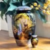 hunting deer forest woodlands woods urn adult human ashes large funeral memorial remembrance loved tribute metal lost died keepsake nature cremation funeral decorative urnas para cenizas humanas adultos burial women men dad mom mum cabin trees