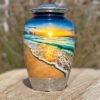 Beach sunset sunrise urn adult human ashes large funeral memorial remembrance loved tribute metal lost died keepsake nature cremation decorative urnas para cenizas humanas adultos burial women men dad mom mum ocean wave sand palm sea horizon chair