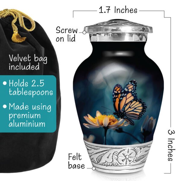 Butterfly monarch urn adult human ashes large funeral memorial remembrance loved tribute metal lost died keepsake nature cremation decorative burial women men dad mom mum flower garden milkweed blue urnes funéraires adultes