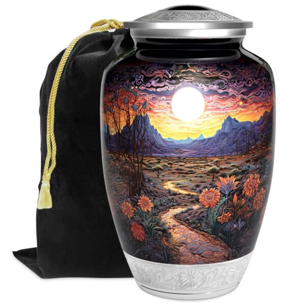 Desert Flowers Urn for Human Ashes | Handcrafted Funeral Memorial