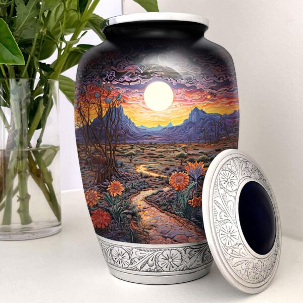 Desert Flowers Urn for Human Ashes | Handcrafted Funeral Memoria