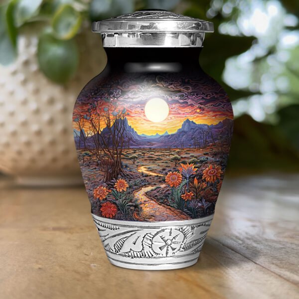 Desert Flowers Urn for Human Ashes | Handcrafted Funeral Memoria