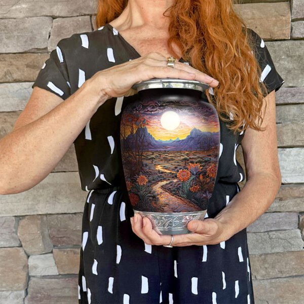 Desert Flowers Urn for Human Ashes | Handcrafted Funeral Memoria