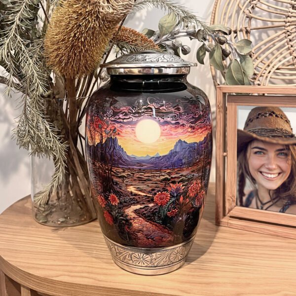 Desert Flowers Urn for Human Ashes | Handcrafted Funeral Memoria