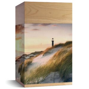 wooden cremation urn for human ashes lighthouse design adult memorial urn crafted from beech wood